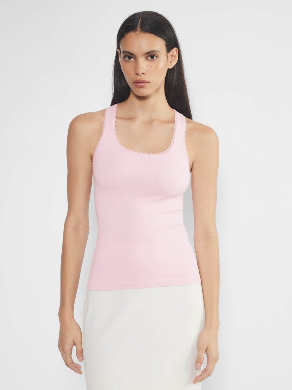 Aritzia Light Pink Scoop Neck Ribbed Tank